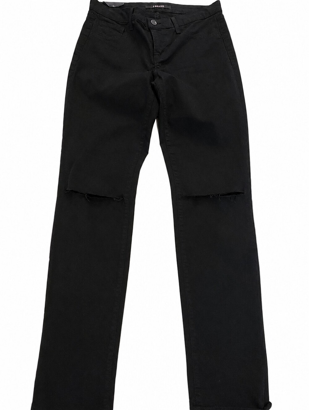 Womens NEW J Brand Black Skinny Leg Mid Rise Jeans with Knee Slits Size 30
